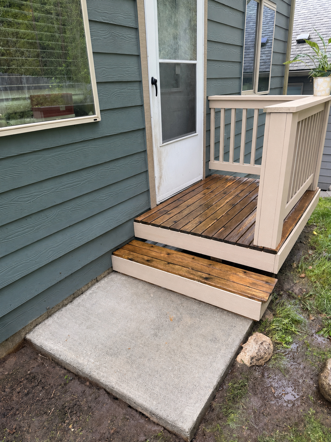 Clean deck and siding after pressure washing